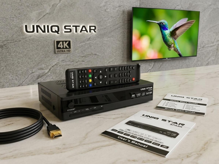 گیرنده فورکی اسپارک برند یونیک استار SPARK 4K ده بیت دو ریموت کنترل و wifi